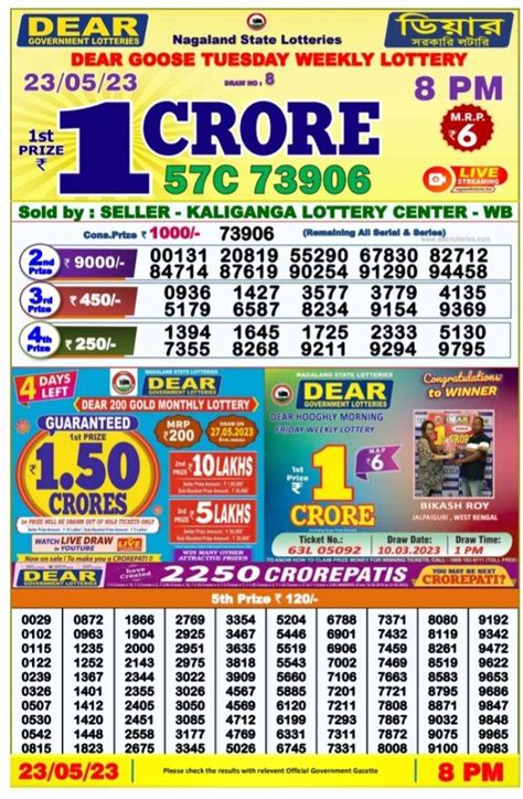 23 tarikh ka lottery sambad|Lottery Sambad Today Result 1 PM 6 PM 8 PM Nagaland State .